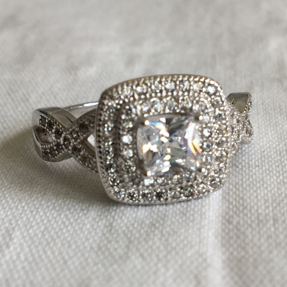 Large Cubic Zirconia Engagement Ring Size 8